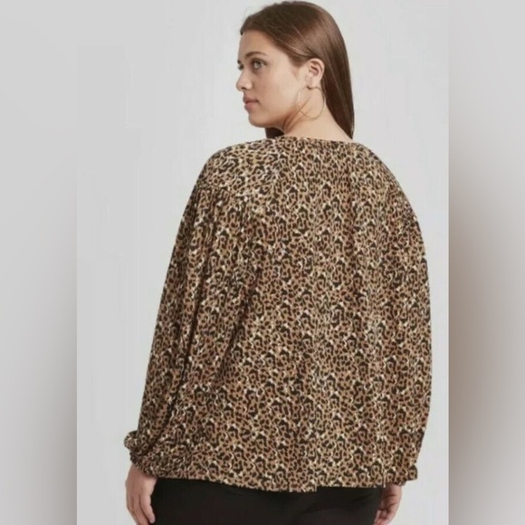 Ava & Viv 2X Plus Size Animal Print Long Sleeve Top Blouse - Picture 5 of 6